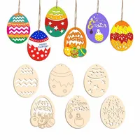 10 pezzi/set di uova di Pasqua Favore 8x6 cm Crafoglio in legno Decorazione Pasqua Decorazione Pasqua fai da te dipinta a mano EE all'ingrosso