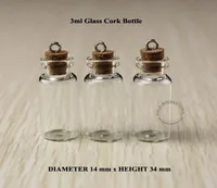 3ml Excellent Small Glass Bottles Vials With Metal Hook Decorative Corked Glass Test tube Bottle With Cork Stopper 50pcs6297598