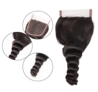 Brazylijskie dziewicze włosy luźne fala koronkowe zamykanie baby włosy środkowa część część 3 -częściowa jedwabna podstawa 4 x 4 koronkowa górna blokada3306094