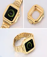 Caixa de cinta de a￧o inoxid￡vel de 2 em 1 para Apple Watch Band Golden Modification 45mm 44mm 41mm Modal Mod Kit Conjunto para Iwatch Series 7 6 1132344