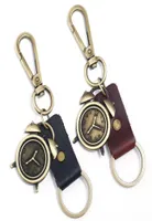 Keychains Fashion Vintage Car Key Chain Alloy Alarm Clock Pendants Leather Bag Accessory Keyring Keychain Hiphop Retro Unisex Jewe2843931