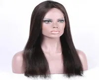 My Queen Siwss in pizzo Front Wig Silk Straight European Peruvian Virgin Human Hair Wigs Full Lace 150 Densità3110058