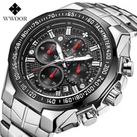 NEW WWOOR High Quality Seven Needle Man Motion Section Steel Bring Quartz Waterproof Wrist Watch Chronograph Watches Wholes Wr240L