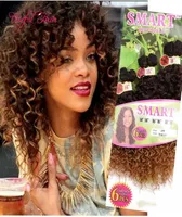 FASHION 6pcslot SMART QUALITY synthetic weft hair ombre BROWN color Jerry curl crochet hair extensions crochet braids hair weaveS7238407