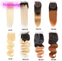 Brazilian Unprocessed Human Hair 613 1B27 Lace Closure 4X4 Straight 1B613 Body Wave 1B30 Natural Color 1024inch4936234