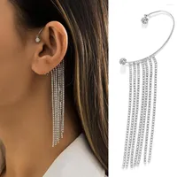 Hoop￶rh￤ngen Fashion Rhinestone Tassel Earring Women Jewelry Without Pierced Creative Exquisite Solid Color Gift