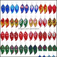 Charme Boucles d'oreilles de No￫l 3 Formes de s paillettes de feuilles en cuir l￩ger en cuir en cuir en boucle d'oreille rouge pour femmes Cadeaux 138 H1 Drop Deli DHSWZ