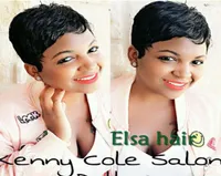 Krótki bob proste ludzkie włosy peruki dla czarnych kobiet maszyn Make Brazylian Pixie Cut Wig5890285
