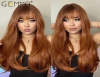 Синтетические парики Gemma Red Wig Long Ginger прямо для женщин естественная волна с лунками термостойкость Cosplay Party512786