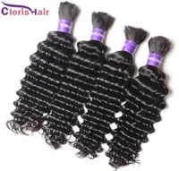 Top Deep Wave Braiding Human Hair Bulk For Micro Braid No Weft Cheap Unprocessed Deep Curly Peruvian Hair Weave Bundles In Bulk 3p3368580