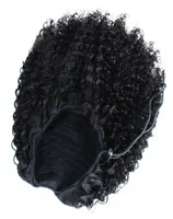 Afro puff paardenstaart kinky trekkoord paardenstaarten Haarextensions voor Afro -Amerikaanse 3C 4C menselijk haar pony staart krullende haarstukken top2317145