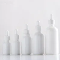 Pearl White Glass Dropper Bottle Tubos de muestra de perfume para aceite esencial Pipeta nueva Botella recargable vacío 5 ml-100ml