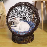 Cat Beds & Furniture Cat&#039;s Nest Dog&#039;s Hammock Swing Hanging Cage Pet Bed Rattan Weaving House280V