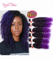 Big promotion Black FRIDAY Christmas 6PCSLOT ombre color Synthetic hair wefts Jerry curl crochet hair extensions crochet braids h5583675