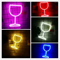 Nachtlichten Wijnglas LED Neon Lichtborden WineBowl Wall Hanging Lamp USB Batterij Bediende Bord Bar Room Decor Geschenken