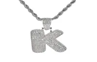 Silver 26 Letters for Choice Bubble Letter Pendant Necklace With Micro Pave Cubic Zirconia Hip Hop Chain Necklace For Men Unisex J1598466