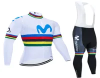 2020 Movistar Team Cycling Veste 20D Pantalon de vélo Set Ropa Ciclismo Mens Winter Thermal Fleece Pro Bicycling Jersey Maillot Wear2337596