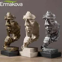 EAKOVA Abstract Silence Is Golden Figurine 35cm Resin Hand Face Silent Men Statue Sculpture Home Office Living Room Decoration 24031962
