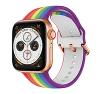 Adatto per Apple Watch Silicone Watch Bands Iwatch 38mm 42mm 42mm 44mm Rainbow Elastic Stampa Strap2770373
