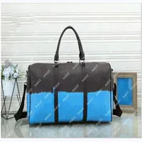 2021 53cm women men bags fashion travel bag duffle bag leather luggage handbags large contrast color capacity sport stripe Tote Fi197l