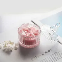 Candles 6.5x9cm Dried Flower Aromatherapy Soy Wax Candle with Candy Glass Scented Candle Jar for Wedding Birthday Valentine&#039;s Day Gift