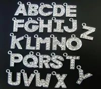 Fashion jewelrys 130pcslot 12mm AZ rhinestones letter hang pendant charm diy alphabet fit for leather bracelet4954559