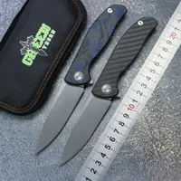 Зеленый шип Hati K110# Blade Titanium Titanium CF 3D Ручка 95 Флиппер складной нож на открытом воздухе выживание в кемпинге охота на походы 247y
