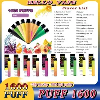 XXL 1600 Puffs barra de vape desechable Pen e cigarrillo con 5% de resistencia vapores llenos de cigarrillos electrónicos Kits de inicio del sistema portátil