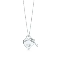 Anhänger Halskette Mode Bitte kehren Sie zu New York Heart Key Halskette Original 925 Sier Love Charm Women DIY Juwely Geschenk Schlüsselbein DHMWO