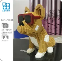 Boyu 7058 만화 안경 안경 불독 스포트 된 개 동물 애완 동물 3D DIY 미니 다이아몬드 블록 벽돌 건축 장난감 아이를위한 장난감 Q073632907
