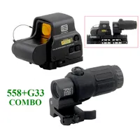 Tactical 558 Holographic Red Dot Scope With G33 3x Magnifier Combo 558 Red Coating Les Hunting Rifle Magnify Optics Switch to Side2266