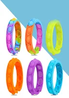 DHL ship Fidget Bracelet Reliver Stress Toys Rainbow Push Bubble Antistress Toy Adult Children Sensory To Relieve Autism3528837