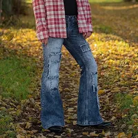 Jeans maschi maschi svasati per gli uomini patchwork casual patchwork skinny bass pantaloni pantaloni in denim uomo pantaloni da streetwear retrò