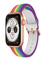 Adatto per Apple Watch Silicone Watch Bands Iwatch 38mm 40mm 42mm 44mm Rainbow Elastic Stampa cinturino5047860