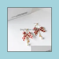Orecchini in stile arco semplici di orecchini creativi creativi cool versatili plaid ventilazione reti di ventilazione rossa a orecchie di consegna goccia gioiello otvnq