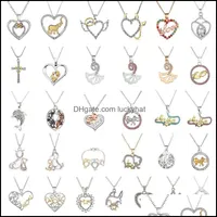 Pendant Necklaces Diamond Heart Necklace Fashion Ladies Link Chain Cute Zinc Alloy Women Gift Choker Collares Drop Delivery Jewelry P Otkgd