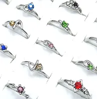 Big Promotion 100pcs Mix Color Czech Rhinestones Silver Plated Women Rings Whole Fashion Jewelry Lots A0673331672