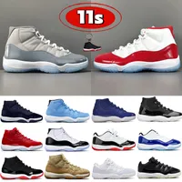 Date Cool gris 11 11s chaussures de basket-ball pour hommes 25e anniversaire faible légende Université bleu blanc race concord casquette et