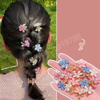 Kristal Çiçek Saç Pençesi Rhinestones Alaşım Kelepçesi Kızlar için Tatlı Yaz Tarafı Klip Saç Stil Aksesuarları