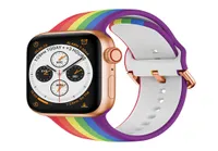 Adatto per Apple Watch Silicone Watch Bands Iwatch 38mm 42mm 42mm 44mm Rainbow Elastic Stampa Strap7340132
