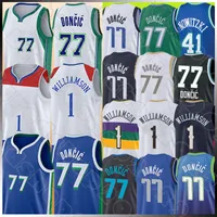 Luka Doncic Zion 1 Williamson Basketbol Formaları Retro Justin Jackson Erkekler 2022-2023 Şehir Mavi Yeşil Redblack Edition Beyaz Jersey Gömlek 77 41