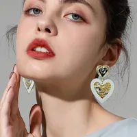 Stud Earrings 2022 Fashion Peach Heart Ladies Acrylic Baroque Love Abalone Shell Fairy 925 Silver