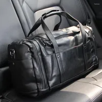 Duffel Bags Fashion Big Leather Men&#39;s Travel Bag Short Trip Luggage Organizer Tourism Sports Training Bolsa De Viagem