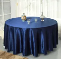 Pable de mesa 10pcspack azul marino 120 pulgadas de satén redondo cubierta de mesa para fiestas de boda decoraciones de banquetes1350484