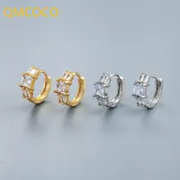 Hoop Earrings QMCOCO Korean Simple Earclaps Creative Symmetrical Zircon Light Luxury Silver Color Girl Birthday Party Gifts