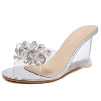 Slippers 2022 Fashion Womens Transparent Sexy Sandals Round Toe Fish Mouth Heels Party Shoes Crystal Pumps For Women