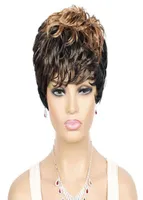 髪の合成ウィッグコスプレのグルラグショートウィッグ女性自然波数黒色の耐熱性繊維合成ヘアピクシーカット9798180