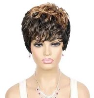 髪の合成ウィッグコスプレのグルラグショートウィッグ女性自然波数黒色の耐熱性繊維合成ヘアピクシーカット4499703