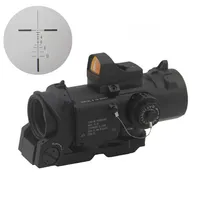 Tactical 4x Magnifier DR Dual Role Scope Rifle Hunting 1x-4x Red Illuminated Mil-Dot Optics With Micro Red Dot Reflex Sight Fit 20216J
