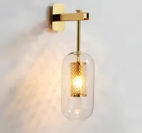 Iluminação interna Pós -moderna Lâmpada de parede Goldblack Metal Glass Creative SCENCE LED LED WALL Light Bedroom Bedancle corredor Stair3840945